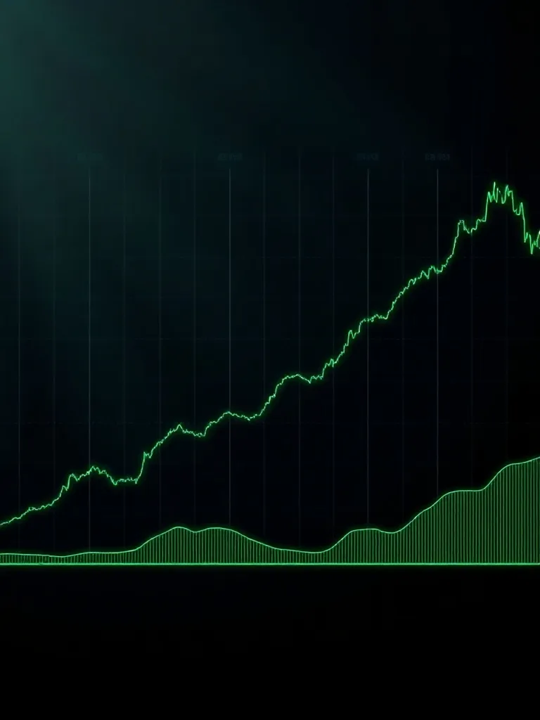 A technical financial chart showing a descending line repres