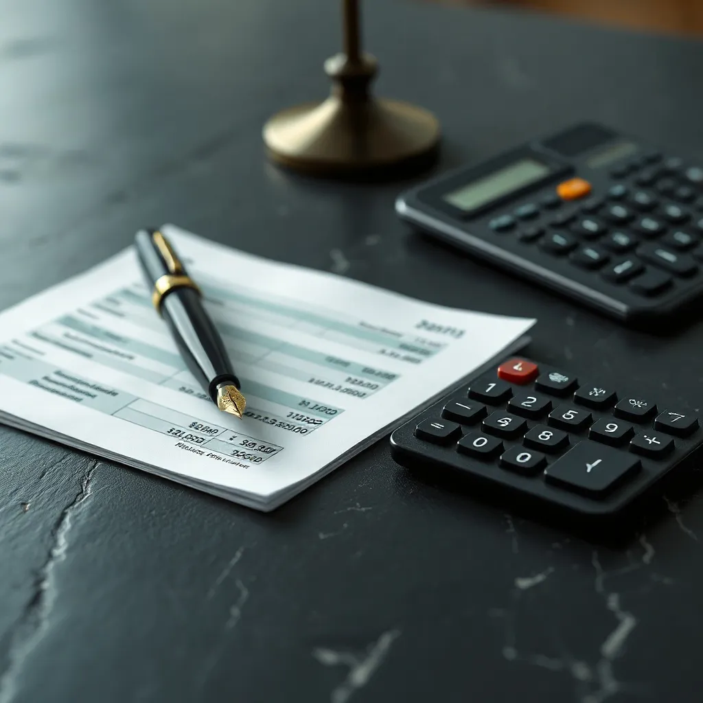 A professional, minimalist close-up of financial documents,